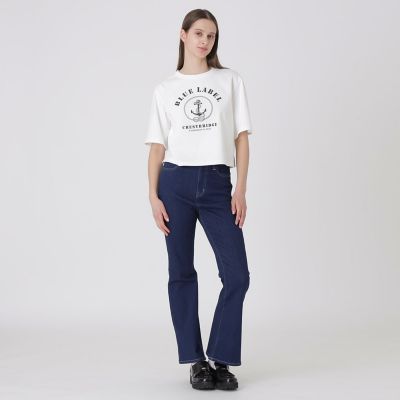 ブルーレーベルクレストブリッジ　アシンメトリックデザイン 半袖Tシャツ 道重さゆみが着る、コラボレーションTシャツ｜BLUE LABEL CRESTBRIDGE