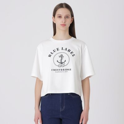 プレーティングシルケットスムースグラフィックロゴTシャツ | BLUE