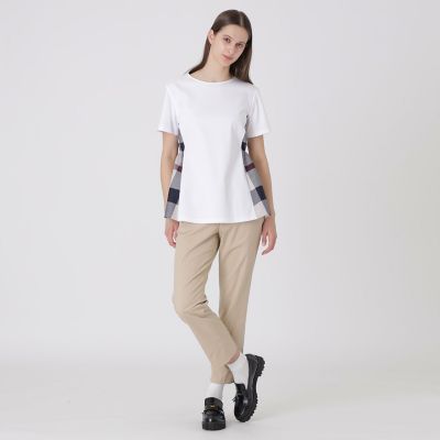 接触冷感】シルケットスムースサイドチェックTシャツ | BLUE LABEL