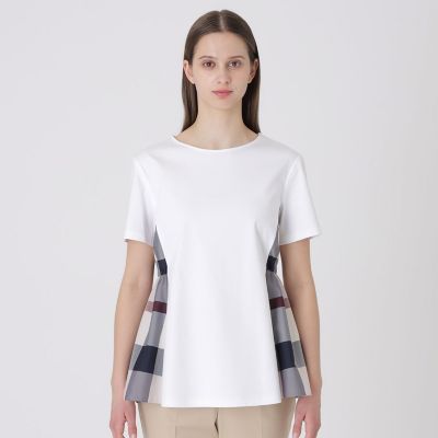 【状態良好】クレストブリッジ☆チェックパーシャルシルケットスムースカットソー BLUE LABEL CRESTBRIDGE（ブルーレーベルクレストブリッジ） tシャツ