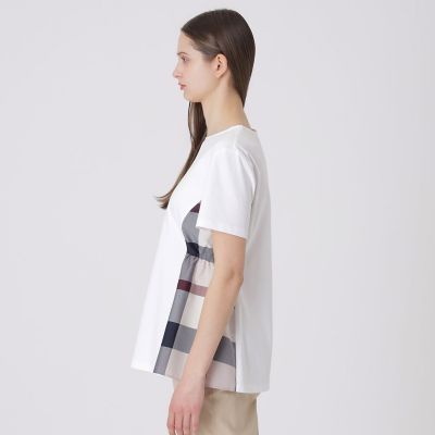 接触冷感】シルケットスムースサイドチェックTシャツ | BLUE LABEL
