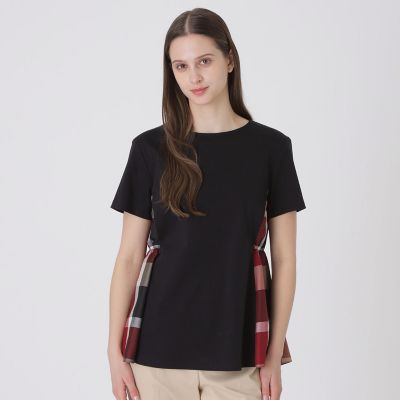 接触冷感】シルケットスムースサイドチェックTシャツ | BLUE LABEL