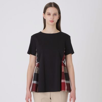 接触冷感】シルケットスムースサイドチェックTシャツ | BLUE LABEL