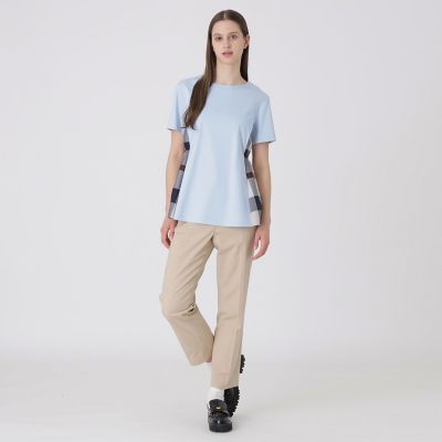 接触冷感】シルケットスムースサイドチェックTシャツ | BLUE LABEL