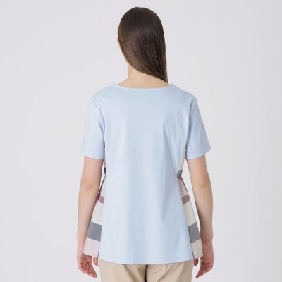 新品ブルーレーベル・クレストブリッジサイドチェックスムースカットソー 接触冷感】シルケットスムースサイドチェックTシャツ（カットソー