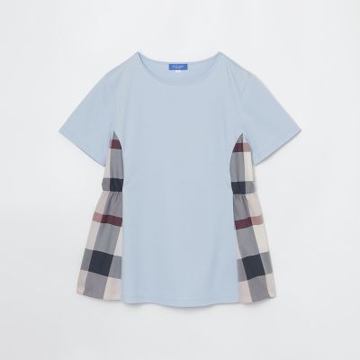 接触冷感】シルケットスムースサイドチェックTシャツ | BLUE LABEL