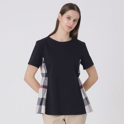 【状態良好】クレストブリッジ☆チェックパーシャルシルケットスムースカットソー BLUE LABEL CRESTBRIDGE（ブルーレーベルクレストブリッジ） tシャツ