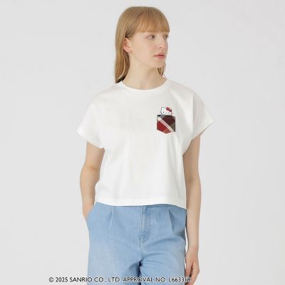 2枚セット　ブルーレーベルハローキティコラボ Tシャツ　38 サックスと白 ハローキティコラボ】ポケットTシャツ | BLUE LABEL CRESTBRIDGE