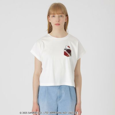 2枚セット　ブルーレーベルハローキティコラボ Tシャツ　38 サックスと白 ハローキティコラボ】ポケットTシャツ | BLUE LABEL CRESTBRIDGE