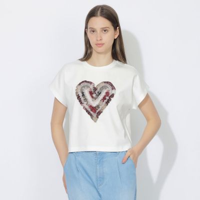 ＜BLUE LABEL CRESTBRIDGE (Women)＞【ＷＥＢ限定】チュールハートＴシャツ