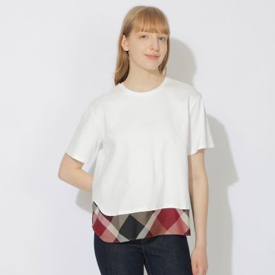 ＜BLUE LABEL CRESTBRIDGE (Women)＞【ＷＥＢ限定】ヘムチェックＴシャツ