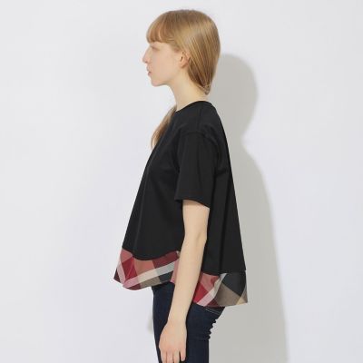 【新品タグ付き】ピムコットンヘムチェックカットソー WEB限定】ヘムチェックTシャツ | BLUE LABEL CRESTBRIDGE (Women