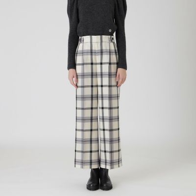 ＜BLUE LABEL CRESTBRIDGE (Women)＞【店舗限定】クレストブリッジチェックサキソニードビーオーバーペンワイドパンツ