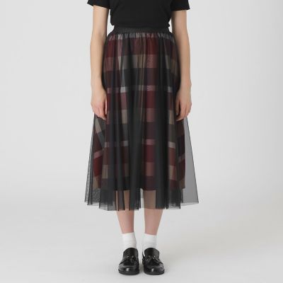 ＜BLUE LABEL CRESTBRIDGE (Women)＞クレストブリッジチェックライトクロッシングチュールスカート