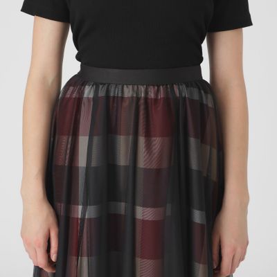 クレストブリッジチェックライトクロッシングチュールスカート | BLUE