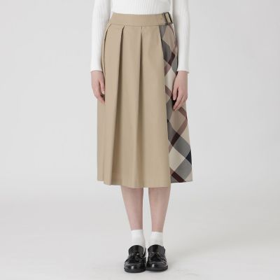 シャルマンストレッチツイルフロントプリーツスカート | BLUE LABEL