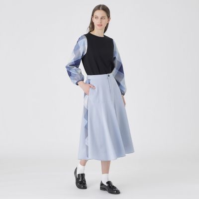 サイドクレストブリッジチェックフレアスカート | BLUE LABEL