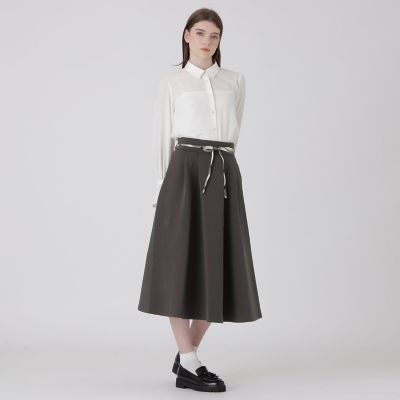 BURBERRY BLUE LABELホワイト フレアスカート プリーツ 36 ダンボールフレアスカート | BLUE LABEL CRESTBRIDGE (Women)/ブルー