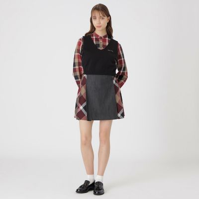 サイドチェックミニスカート | BLUE LABEL CRESTBRIDGE (Women)/ブルー