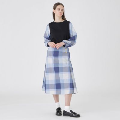 【極美品】BLUE LABEL CRESTBRIDGE ラップスカート 38 クレストブリッジチェックラップ風スカート（スカート）｜BLUE LABEL