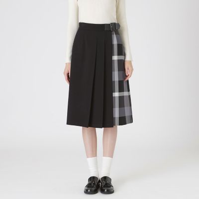 ＜BLUE LABEL CRESTBRIDGE (Women)＞ウールライクツイルパーシャルチェックスカート