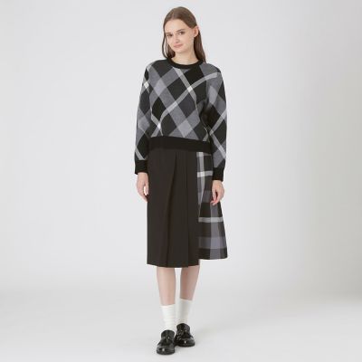 ウールライクツイルパーシャルチェックスカート | BLUE LABEL