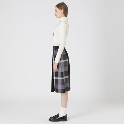 ウールライクツイルパーシャルチェックスカート | BLUE LABEL