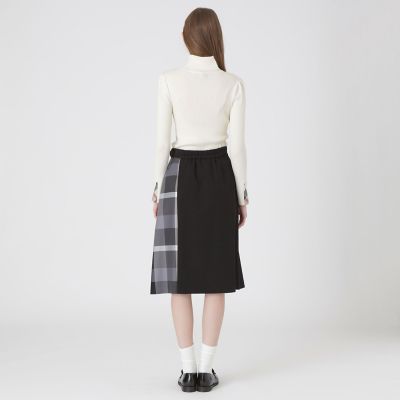 ウールライクツイルパーシャルチェックスカート | BLUE LABEL