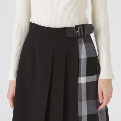 ウールライクツイルパーシャルチェックスカート | BLUE LABEL