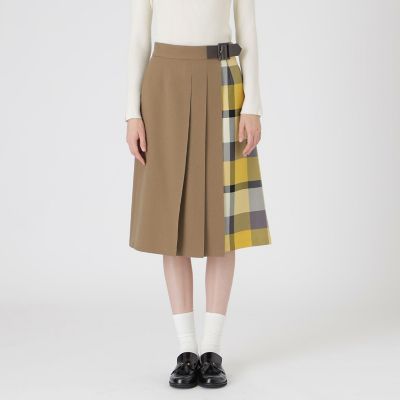 ウールライクツイルパーシャルチェックスカート | BLUE LABEL