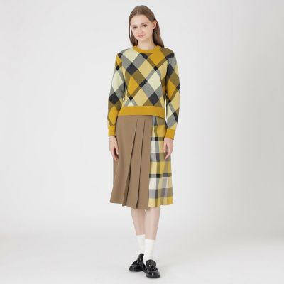 ウールライクツイルパーシャルチェックスカート | BLUE LABEL