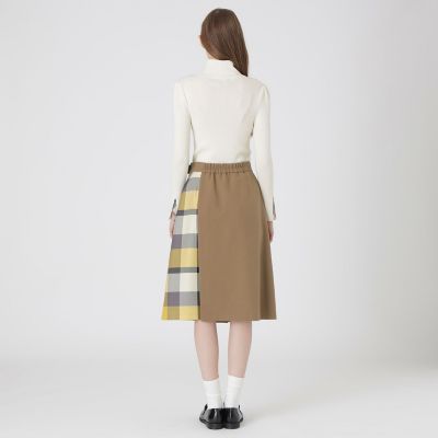ウールライクツイルパーシャルチェックスカート | BLUE LABEL