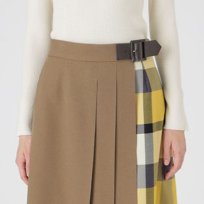 ウールライクツイルパーシャルチェックスカート | BLUE LABEL