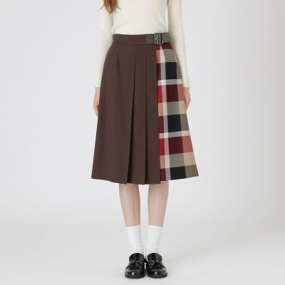 ウールライクツイルパーシャルチェックスカート | BLUE LABEL