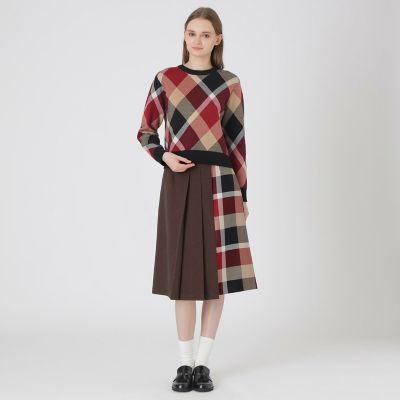 ウールライクツイルパーシャルチェックスカート | BLUE LABEL