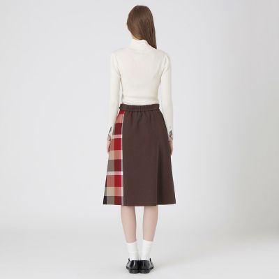 ウールライクツイルパーシャルチェックスカート | BLUE LABEL