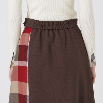 ウールライクツイルパーシャルチェックスカート | BLUE LABEL