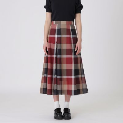クレストブリッジチェックシアーボイルフレアスカート | BLUE LABEL