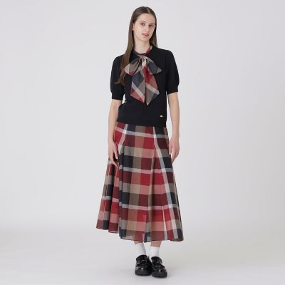 クレストブリッジチェックシアーボイルフレアスカート | BLUE LABEL