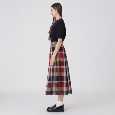 ブルーレーベル クレストブリッジ チェックシアーボイルフレアスカート
