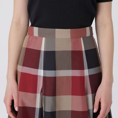 クレストブリッジチェックシアーボイルフレアスカート | BLUE LABEL