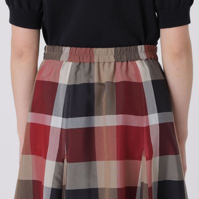 クレストブリッジチェックシアーボイルフレアスカート | BLUE LABEL