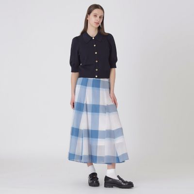 クレストブリッジチェックシアーボイルフレアスカート | BLUE LABEL