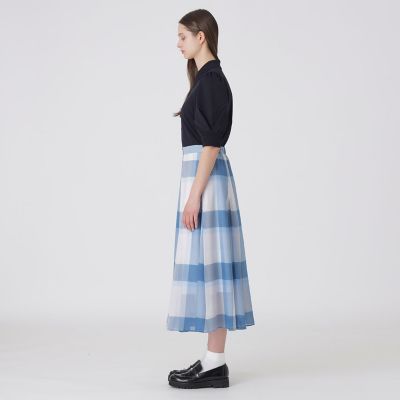 クレストブリッジチェックシアーボイルフレアスカート | BLUE LABEL