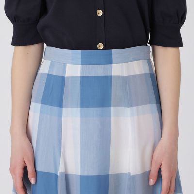 クレストブリッジチェックシアーボイルフレアスカート | BLUE LABEL