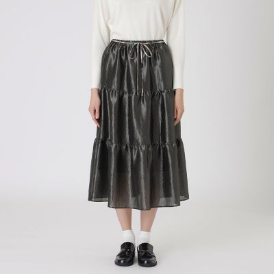 ＜BLUE LABEL CRESTBRIDGE (Women)＞シャイニーティアードスカート