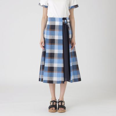 クレストブリッジチェックサイドベルトフレアスカート