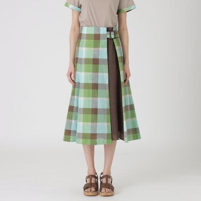 クレストブリッジチェックサイドベルトフレアスカート