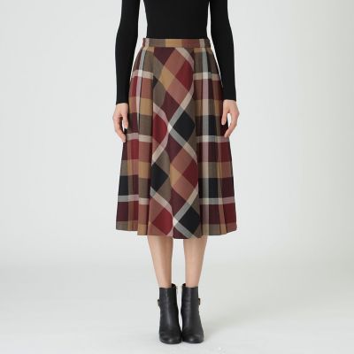 ＜BLUE LABEL CRESTBRIDGE (Women)＞クレストブリッジチェックウールビエラプリーツスカート