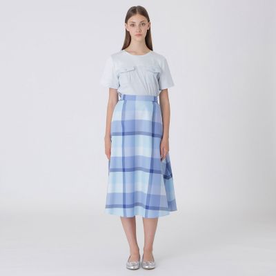 クレストブリッジチェックライトクロッシングツイルスカート | BLUE